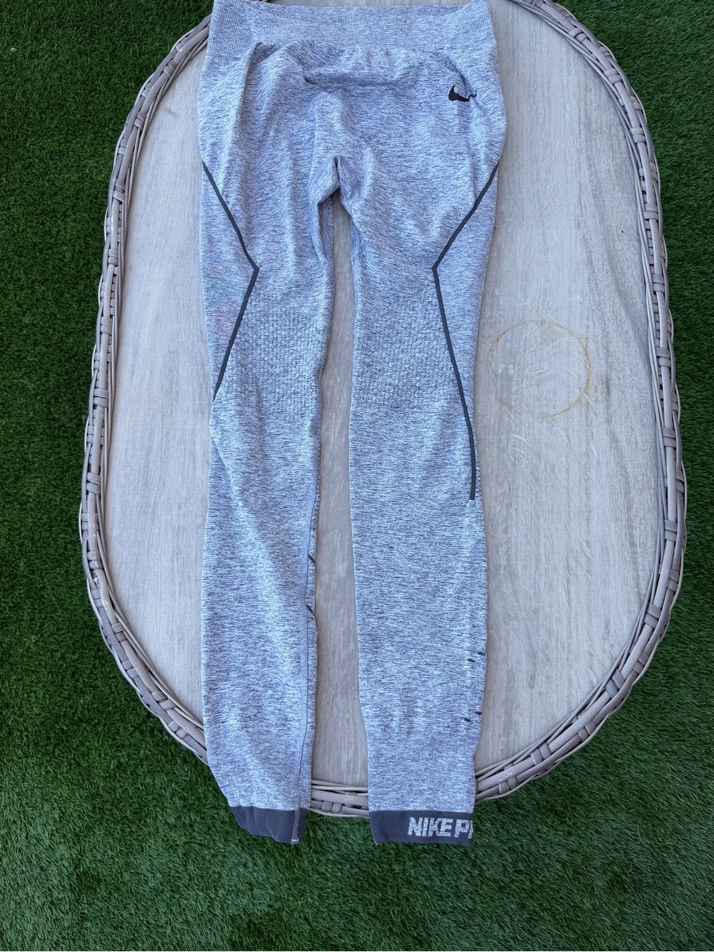 Nike Pro Heather Gray Performance leggings with Black Print